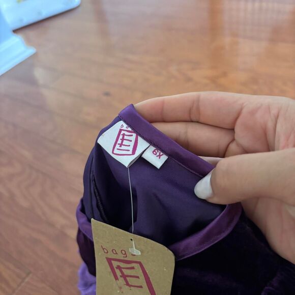 BOUTIQUE Girl's Children's Kids's Mini Sz 6 Tiered Ruffle Sleeve Purple Dress - Picture 3 of 3